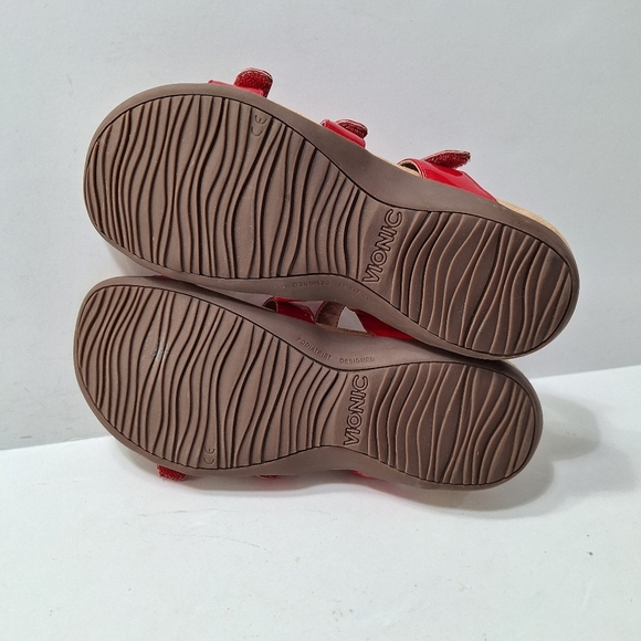 Vionic Red Orthaheel Patent Leather Adjustable Straps Slide Sandals Size 7 - Picture 10 of 12